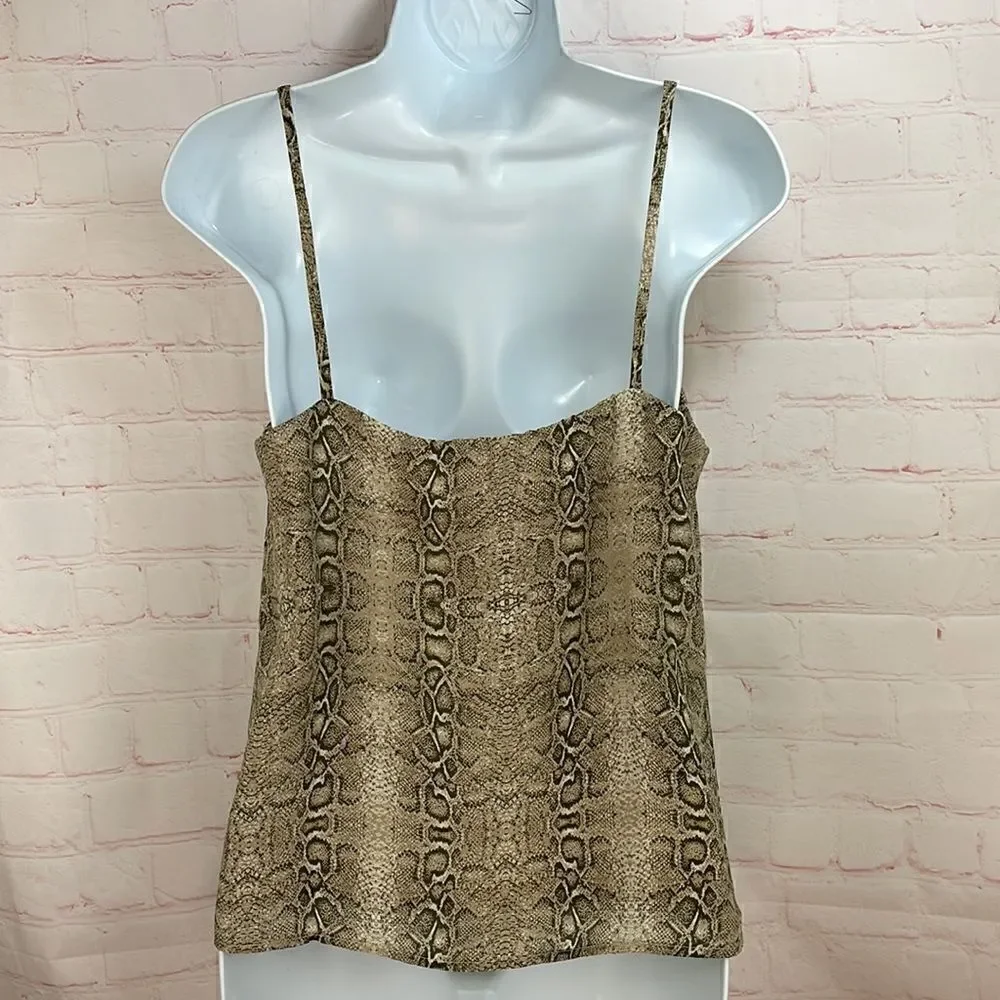 Leith Snake/ Python Print Spaghetti Strap Tank Top Lined Cami Blouse - Picture 3 of 8